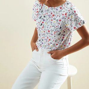 Jersey Puff-Sleeve Raglan Top